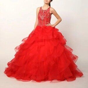 Scoop Neck Sequined Ballgown Shape Dress JT1423